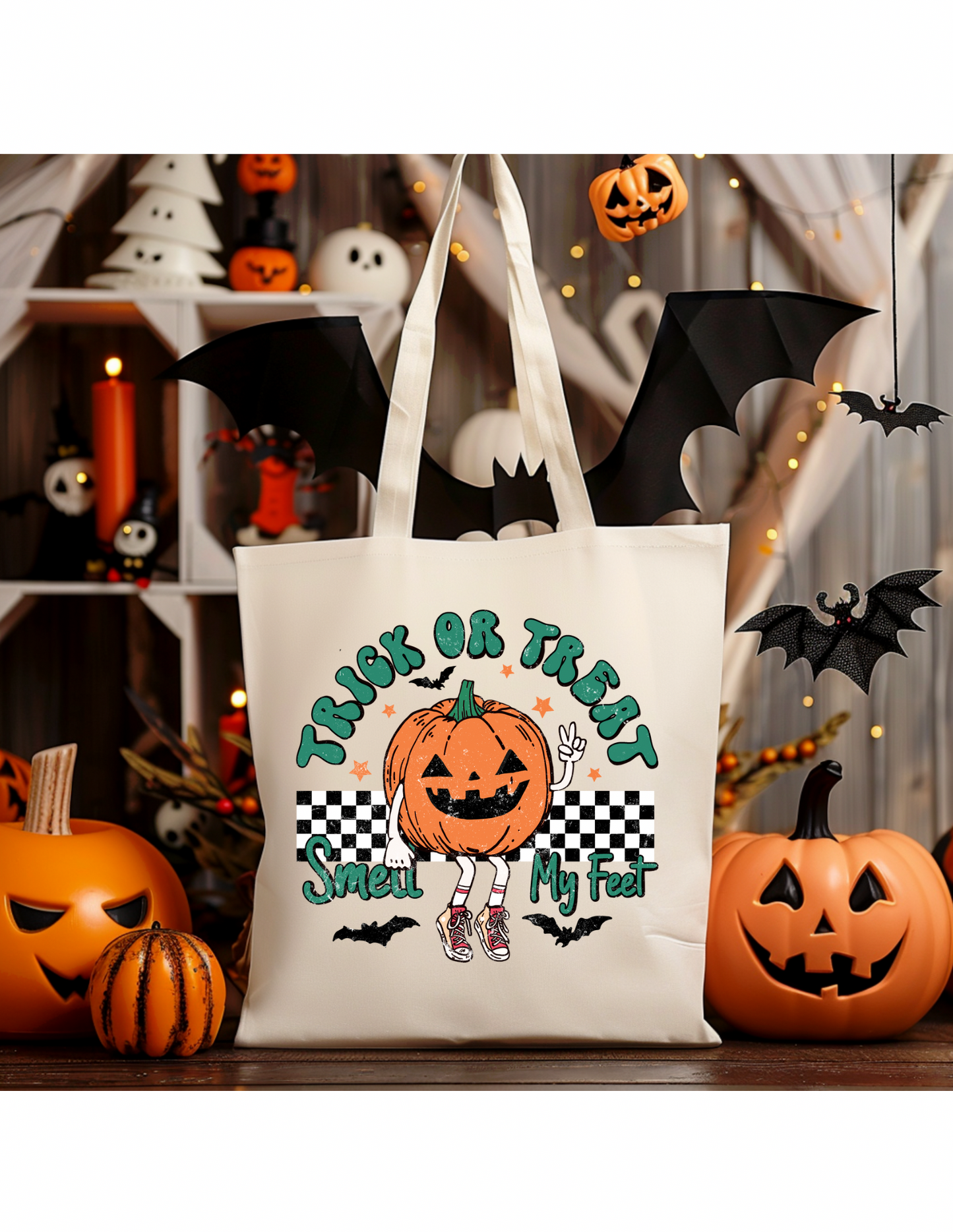 Trick or Treat Smell my feet tote bag